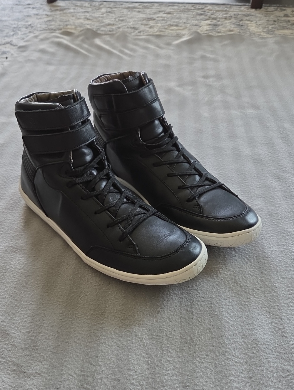 Men's Black High-Top Lace-Up Sneakers with Ankle Strap